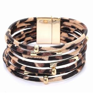 Leopard Multilayer Wide Wrap Corded Bracelet